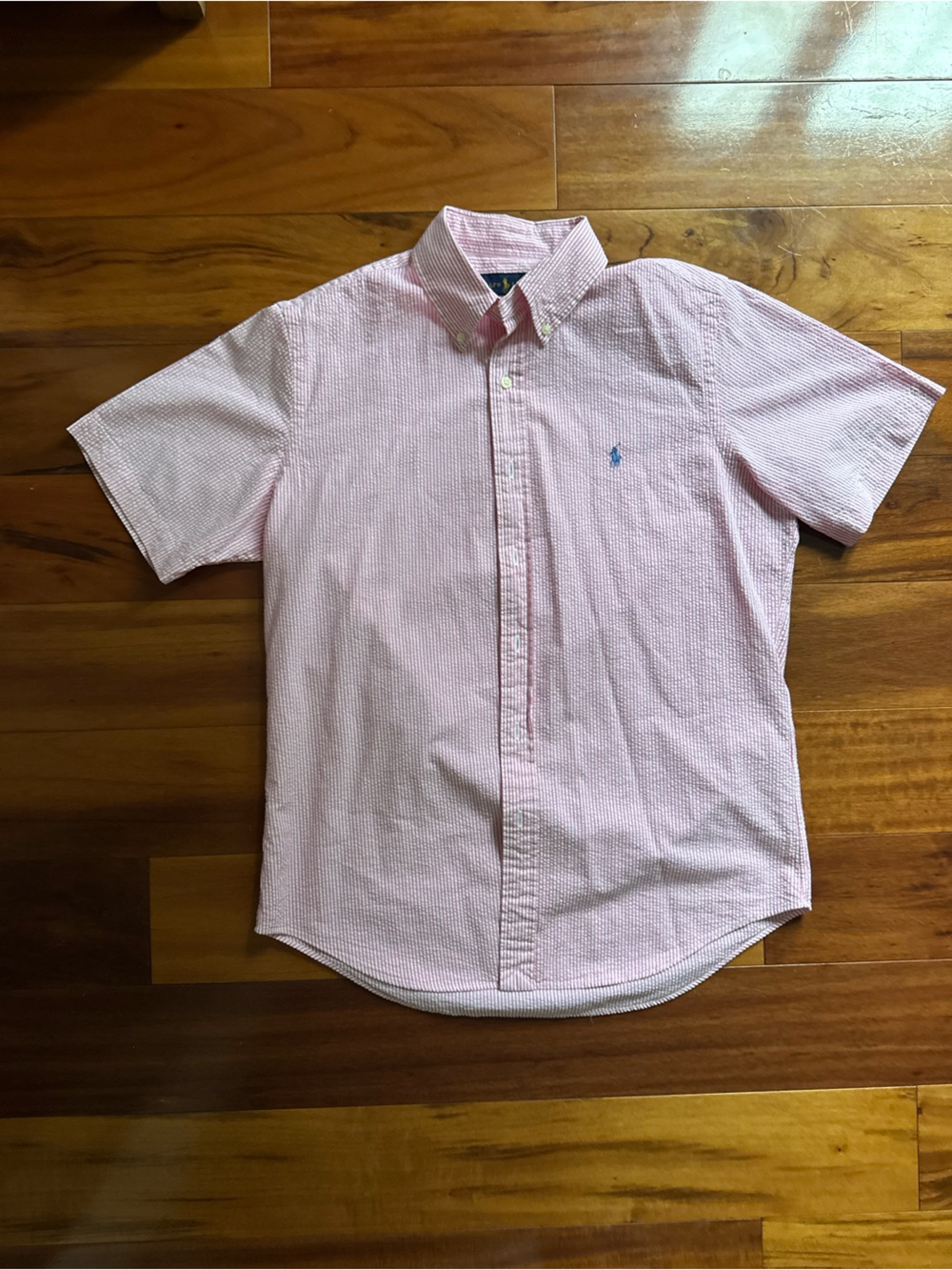 Polo by Ralph Lauren Pink Seersucker Short Sleeve Button-Down Shirt